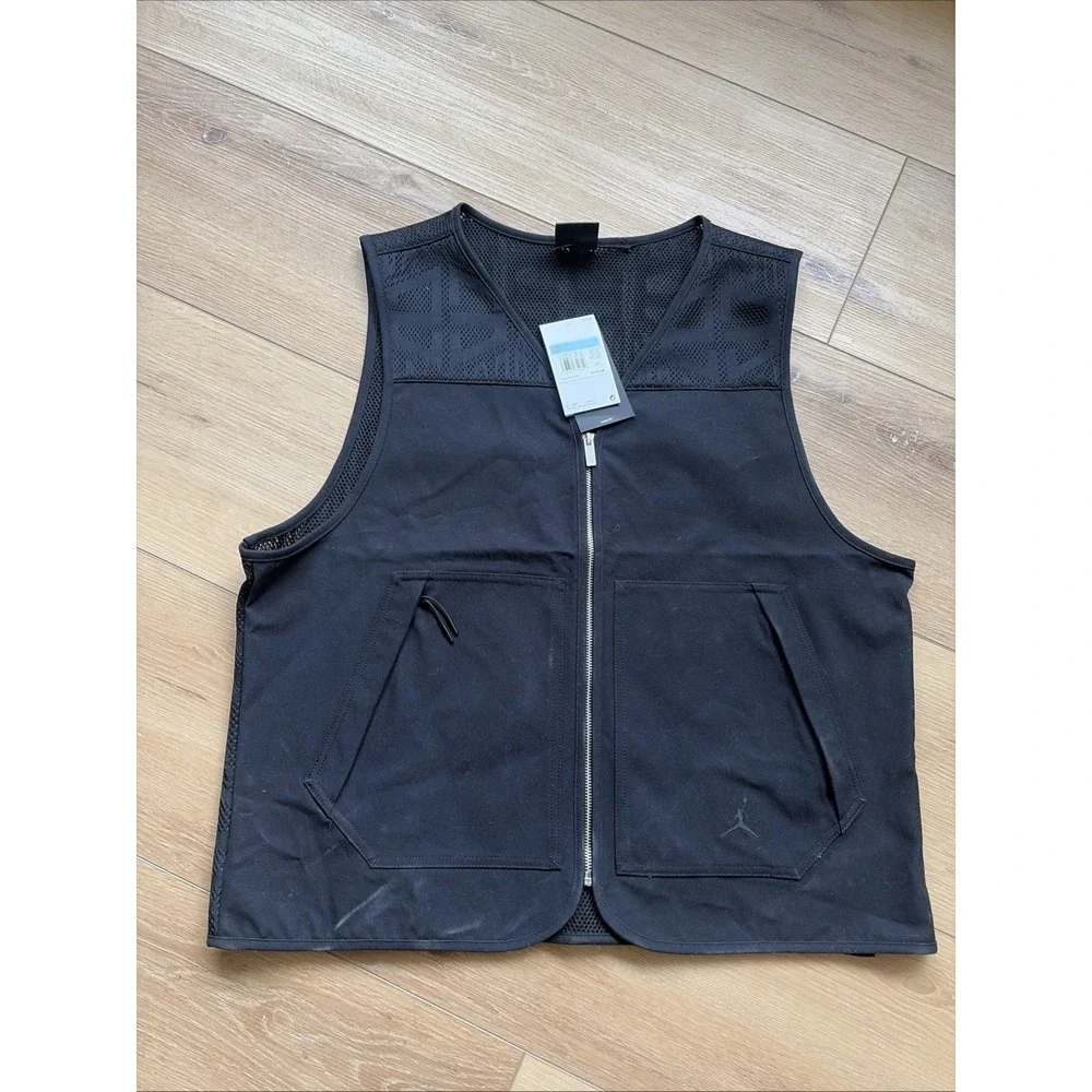 Jordan Brand Mens Utility Vest Black Mesh Full Zip HF9327-010 Size‎ Medium